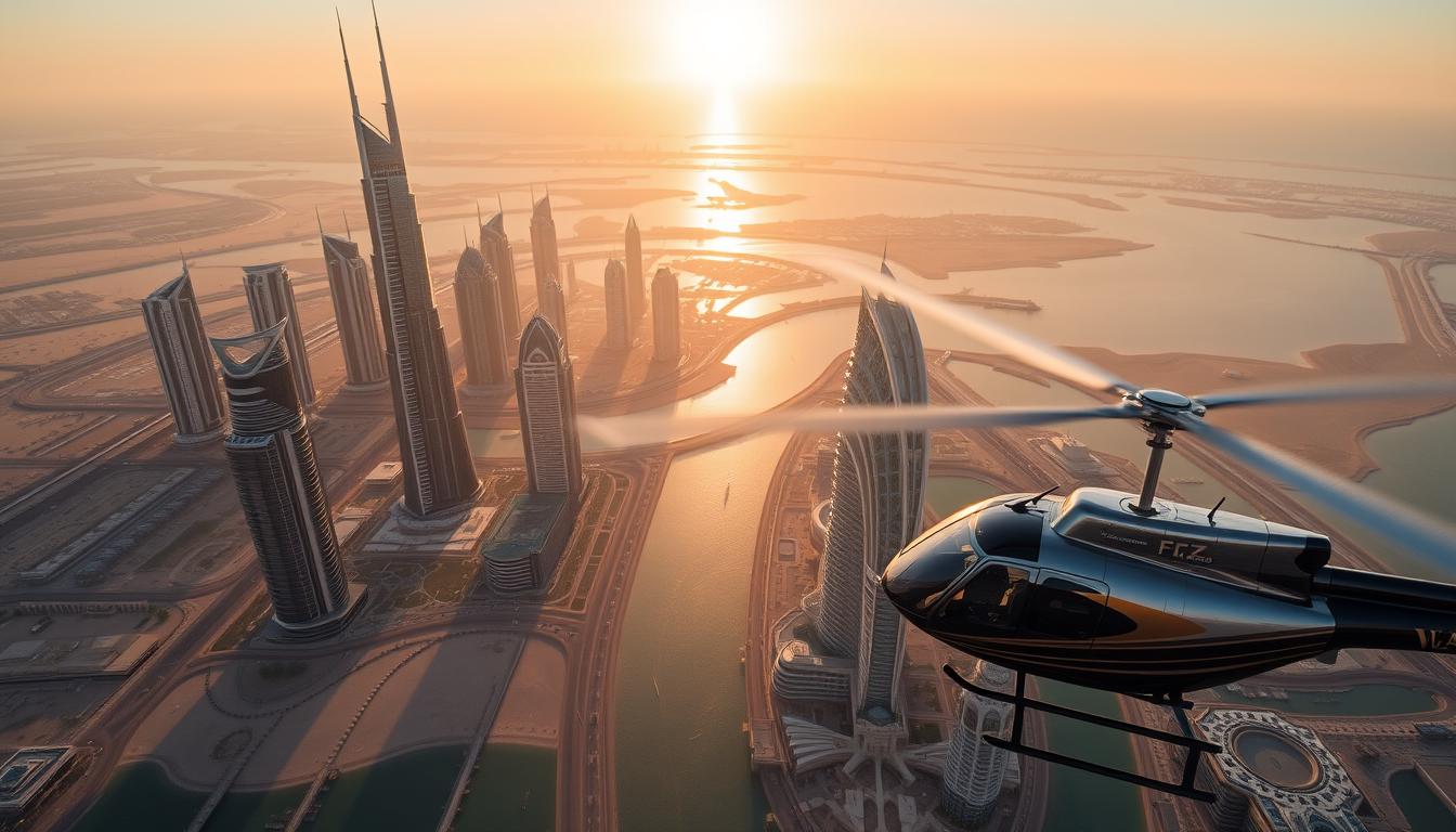 Experience Dubai’s Golden Hour with Sunset Helicopter Tours